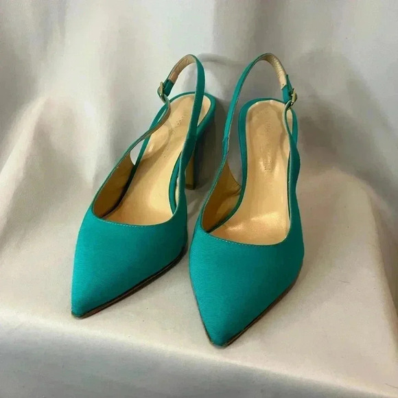Turquoise sling heels by Luca Valentini  size 6.5 - Picture 3 of 9